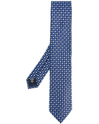 Мужской темно-синий шелковый галстук с геометрическим рисунком от Ermenegildo Zegna