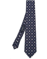 Мужской темно-синий шелковый галстук с геометрическим рисунком от Etro
