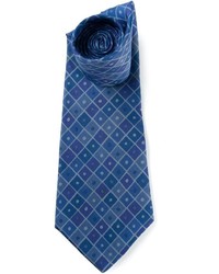 Мужской темно-синий шелковый галстук с геометрическим рисунком от Hermes