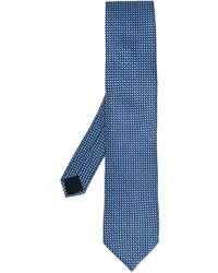 Мужской темно-синий шелковый галстук с геометрическим рисунком от Lanvin