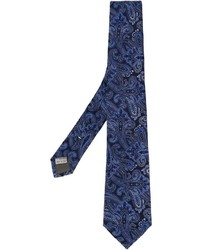 Мужской темно-синий шелковый галстук с "огурцами" от Canali