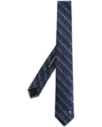 Мужской темно-синий шелковый галстук с принтом от Alexander McQueen