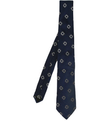 Мужской темно-синий шелковый галстук с принтом от Armani Collezioni