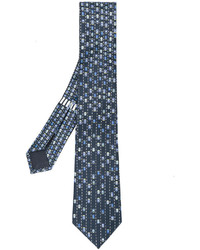 Мужской темно-синий шелковый галстук с принтом от Bulgari