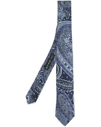 Мужской темно-синий шелковый галстук с принтом от Etro