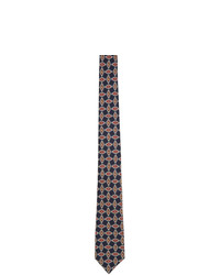 Мужской темно-синий шелковый галстук с принтом от Gucci