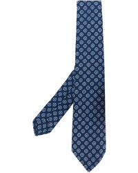 Мужской темно-синий шелковый галстук с принтом от Kiton