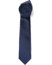 Мужской темно-синий шелковый галстук с принтом от Lanvin