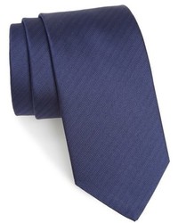 Темно-синий шелковый галстук с узором "в ёлочку"