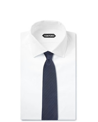 Мужской темно-синий шелковый галстук с узором "в ёлочку" от Tom Ford