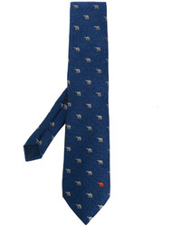 Мужской темно-синий шелковый галстук с узором "в ёлочку" от Etro