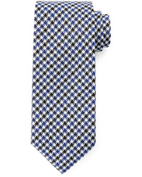 Темно-синий шелковый галстук с узором "гусиные лапки"
