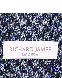 Мужской темно-синий шелковый галстук с узором "гусиные лапки" от Richard James