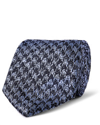 Мужской темно-синий шелковый галстук с узором "гусиные лапки" от Richard James