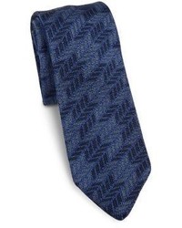 Темно-синий шелковый галстук с узором зигзаг