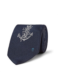 Мужской темно-синий шелковый галстук от Alexander McQueen