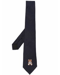 Мужской темно-синий шелковый галстук от Moschino