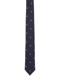 Мужской темно-синий шелковый галстук от Paul Smith