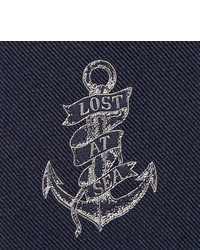 Мужской темно-синий шелковый галстук от Alexander McQueen