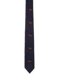 Мужской темно-синий шелковый галстук от Thom Browne