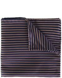 Темно-синий шелковый нагрудный платок в горизонтальную полоску от Armani Collezioni