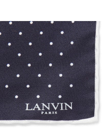 Темно-синий шелковый нагрудный платок в горошек от Lanvin