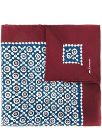 Темно-синий шелковый нагрудный платок с геометрическим рисунком от Kiton