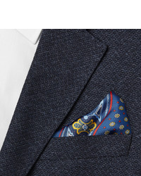 Темно-синий шелковый нагрудный платок с принтом от Turnbull & Asser