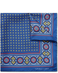Темно-синий шелковый нагрудный платок с принтом от Turnbull & Asser