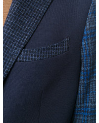 Мужской темно-синий шелковый пиджак в клетку от Etro
