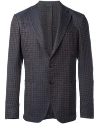 Мужской темно-синий шелковый пиджак с узором "гусиные лапки" от Etro
