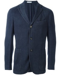 Мужской темно-синий шелковый пиджак от Boglioli
