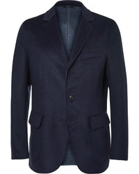 Мужской темно-синий шелковый пиджак от Brioni