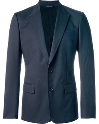 Мужской темно-синий шелковый пиджак от Dolce & Gabbana