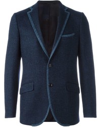 Мужской темно-синий шелковый пиджак от Etro