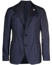Мужской темно-синий шелковый пиджак от Lardini
