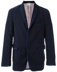 Мужской темно-синий шелковый пиджак от Thom Browne