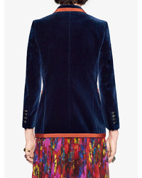 Женский темно-синий шелковый пиджак от Gucci