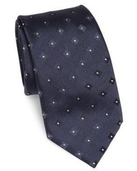 Темно-синий шелковый плетеный галстук