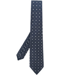 Мужской темно-синий шелковый плетеный галстук от Kiton