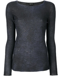 Женский темно-синий шелковый свитер с круглым вырезом от Avant Toi