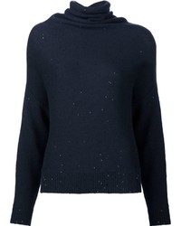 Женский темно-синий шелковый свитер от Brunello Cucinelli