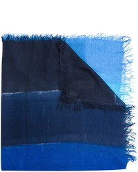 Темно-синий шелковый шарф в горизонтальную полоску