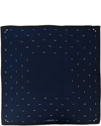 Женский темно-синий шелковый шарф с геометрическим рисунком от Kenzo