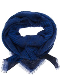 Мужской темно-синий шелковый шарф с "огурцами" от Etro