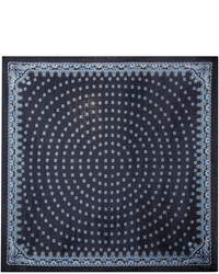 Женский темно-синий шелковый шарф с "огурцами" от Saint Laurent