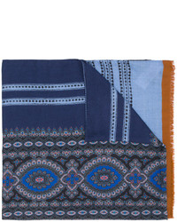 Мужской темно-синий шелковый шарф с принтом от Etro