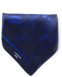 Мужской темно-синий шелковый шарф с принтом от Lanvin