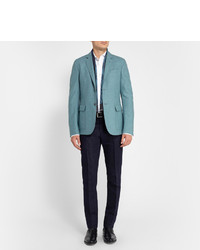 Мужской темно-синий шелковый шарф с принтом от Piombo