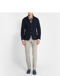 Мужской темно-синий шелковый шарф с принтом от Piombo